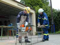 Einsatz des Trennschleifers